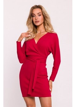 Moe prążkowana sukienka z paskiem czerwona M819 ze sklepu intimiti.pl w kategorii Sukienki - zdjęcie 187880752
