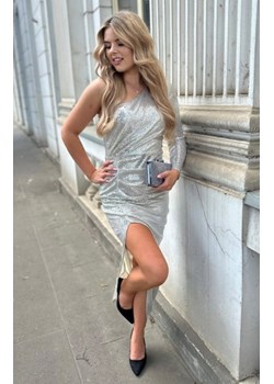 Nifiko Vanessa cekinowa sukienka asymetryczna beżowa ze sklepu intimiti.pl w kategorii Sukienki - zdjęcie 187881023