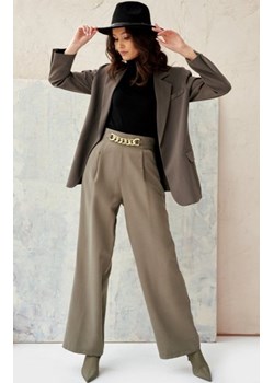 Szerokie spodnie plazzo khaki 0011 ze sklepu intimiti.pl w kategorii Spodnie damskie - zdjęcie 187881322