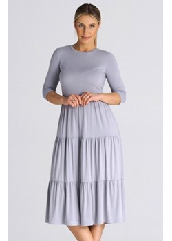 Figl M943 wiskozowa sukienka midi szara ze sklepu intimiti.pl w kategorii Sukienki - zdjęcie 187881332