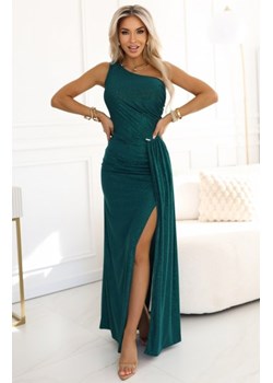 Numoco 600-2 SELENA połyskująca długa sukienka na jedno ramię z rozcięciem ze sklepu intimiti.pl w kategorii Sukienki - zdjęcie 187881354