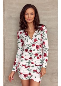 Drapowana mini sukienka w róże E28 ze sklepu intimiti.pl w kategorii Sukienki - zdjęcie 187881500