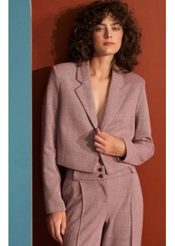 Nife Z52 krótki żakiet w jodełkę bordową ze sklepu intimiti.pl w kategorii Marynarki damskie - zdjęcie 187881553