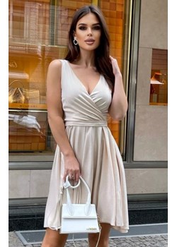 Elegancka błyszcząca sukienka jasny beż 2215 ze sklepu intimiti.pl w kategorii Sukienki - zdjęcie 187881582