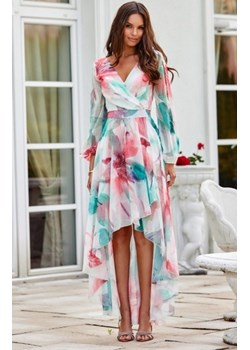 Asymetryczna maxi sukienka szyfonowa w jasne kwiaty 48D ze sklepu intimiti.pl w kategorii Sukienki - zdjęcie 187881651
