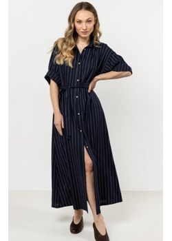 Awama A730 lniana sukienka szmizjerka granatowa ze sklepu intimiti.pl w kategorii Sukienki - zdjęcie 187881672