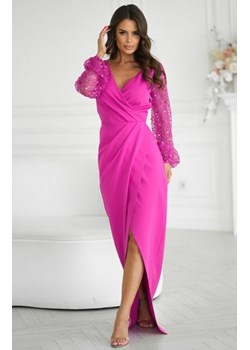 Bicotone długa sukienka z cekinowymi rękawami fuksja ze sklepu intimiti.pl w kategorii Sukienki - zdjęcie 187881783