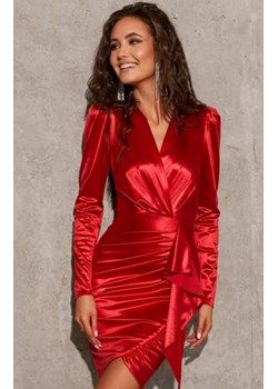 Roco satynowa mini sukienka z falbaną czerwona ze sklepu intimiti.pl w kategorii Sukienki - zdjęcie 187881873