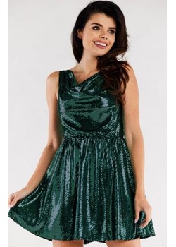 Rozkloszowana sukienka z gumką A562 zielona ze sklepu intimiti.pl w kategorii Sukienki - zdjęcie 187881914
