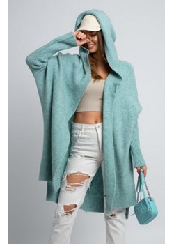 Osher asymetryczny kardigan damski z kapturem miętowy ze sklepu intimiti.pl w kategorii Swetry damskie - zdjęcie 187881923