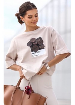 Oversizowy t-shirt Oreo beż ze sklepu intimiti.pl w kategorii Bluzki damskie - zdjęcie 187882061