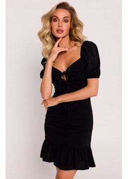 Moe sukienka mini z wiązaniem w dekolcie czarna M784 ze sklepu intimiti.pl w kategorii Sukienki - zdjęcie 187882193