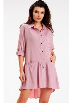 Awama A584 różowa koszulowa sukienka ze sklepu intimiti.pl w kategorii Sukienki - zdjęcie 187882274
