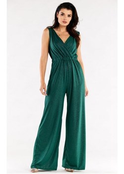 Awama A552 błyszczący kombinezon wieczorowy zielony ze sklepu intimiti.pl w kategorii Kombinezony damskie - zdjęcie 187882290