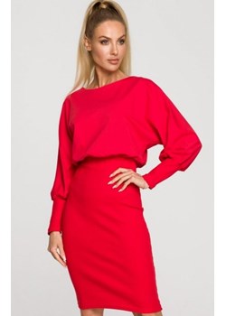 Czerwona sukienka z dopasowanym dołem M690 ze sklepu intimiti.pl w kategorii Sukienki - zdjęcie 187882342