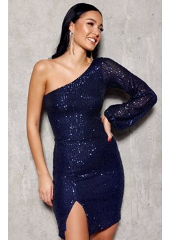 Granatowa cekinowa sukienka asymetryczna Katy ze sklepu intimiti.pl w kategorii Sukienki - zdjęcie 187882402