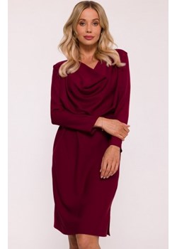 Stylove S428 sukienka z drapowanym dekoltem bordowa ze sklepu intimiti.pl w kategorii Sukienki - zdjęcie 187882553