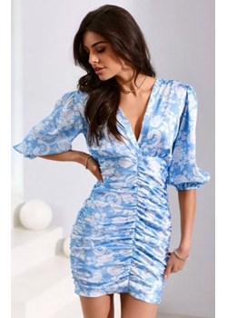 *Dopasowana sukienka z bufiastymi rękawami blue 3/4 Y17 ze sklepu intimiti.pl w kategorii Sukienki - zdjęcie 187882880