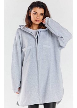 Bluza damska oversize z kapturem szara M281 ze sklepu intimiti.pl w kategorii Bluzy damskie - zdjęcie 187882891