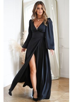Bicotone satynowa sukienka z długim rękawem czarna ze sklepu intimiti.pl w kategorii Sukienki - zdjęcie 187882900