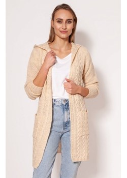 MKM PA019 kardigan z kapturem beżowy ze sklepu intimiti.pl w kategorii Swetry damskie - zdjęcie 187883063