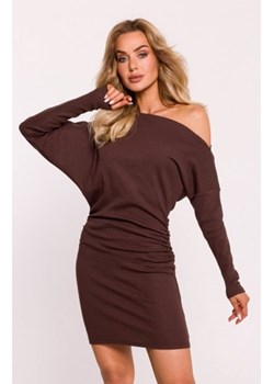 Moe prążkowana sukienka mini brązowa M818 ze sklepu intimiti.pl w kategorii Sukienki - zdjęcie 187888451