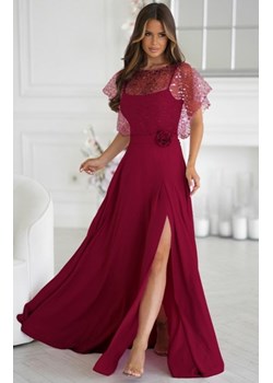 Bicotone długa sukienka z cekinowym bolerkiem bordowa ze sklepu intimiti.pl w kategorii Sukienki - zdjęcie 187888462