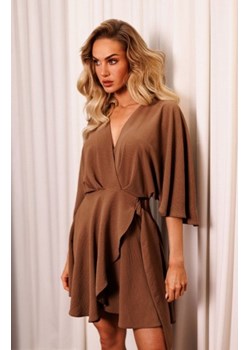 Moe sukienka mini z rozkloszowanym dołem brązowa M785 ze sklepu intimiti.pl w kategorii Sukienki - zdjęcie 187888480