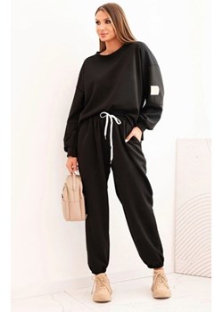 Komplet damski masełkowy z luźną bluzą i spodniami czarny ze sklepu intimiti.pl w kategorii Dresy damskie - zdjęcie 187888501