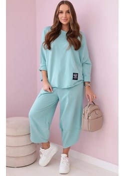 Komplet bawełniany bluza i spodnie ciemno miętowy ze sklepu intimiti.pl w kategorii Dresy damskie - zdjęcie 187888520
