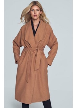 Beżowy jesienny płaszcz damski M713 ze sklepu intimiti.pl w kategorii Płaszcze damskie - zdjęcie 187888982