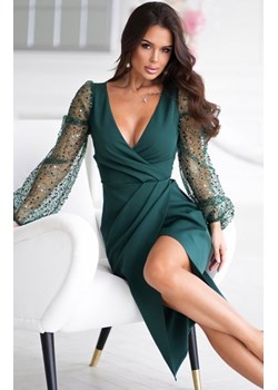Bicotone midi sukienka z cekinowymi rękawami zielona ze sklepu intimiti.pl w kategorii Sukienki - zdjęcie 187889364