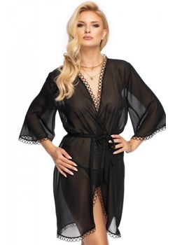 Irall Sadia biały peniuar damski czarny ze sklepu intimiti.pl w kategorii Szlafroki damskie - zdjęcie 187889483