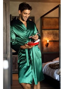 Dkaren Christian satynowy szlafrok męski zielony ze sklepu intimiti.pl w kategorii Szlafroki męskie - zdjęcie 187889532
