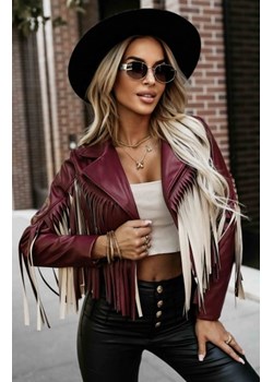 Numoco 624-2 krótka kurtka z frędzlami z miękkiej eco skóry ze sklepu intimiti.pl w kategorii Kurtki damskie - zdjęcie 187889781