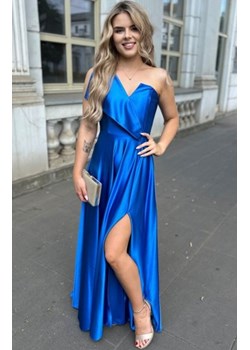 Nifiko Paula satyna gorsetowa sukienka na jedno ramię chabrowa ze sklepu intimiti.pl w kategorii Sukienki - zdjęcie 187889782