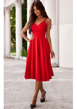 Duet Tifani rozkloszowana sukienka midi czerwona ze sklepu intimiti.pl w kategorii Sukienki - zdjęcie 187889793
