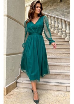 Brokatowa midi sukienka koktajlowa zielona 269 ze sklepu intimiti.pl w kategorii Sukienki - zdjęcie 187889843