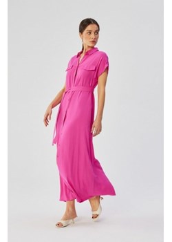 Stylove S364 sukienka maxi rozpinana z krótkimi rękawami liliowa ze sklepu intimiti.pl w kategorii Sukienki - zdjęcie 187890042