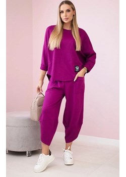 Komplet bawełniany bluza i spodnie śliwka ze sklepu intimiti.pl w kategorii Dresy damskie - zdjęcie 187890181