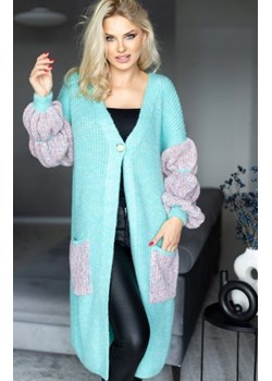 Kolorowy kardigan damski na guzik seledyn 30086 ze sklepu intimiti.pl w kategorii Swetry damskie - zdjęcie 187890261