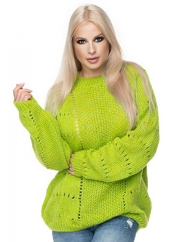 Puchaty sweter damski limonka 30059 ze sklepu intimiti.pl w kategorii Swetry damskie - zdjęcie 187890564