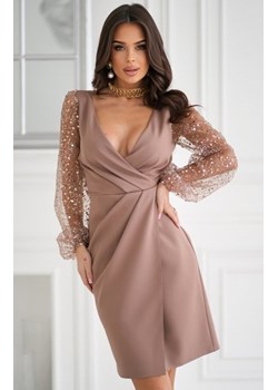 Bicotone mini sukienka z cekinowymi rękawami camel ze sklepu intimiti.pl w kategorii Sukienki - zdjęcie 187890622