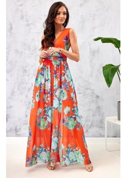 Elegancka długa sukienka w kwiaty 361/02D ze sklepu intimiti.pl w kategorii Sukienki - zdjęcie 187890712