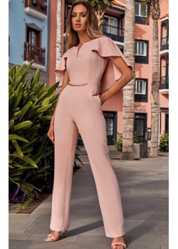 Elegancki kombinezon z peleryną M670 pudrowy róż ze sklepu intimiti.pl w kategorii Kombinezony damskie - zdjęcie 187890722