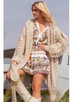 Fobya F1320 wełniany sweter z frędzlami ze sklepu intimiti.pl w kategorii Swetry damskie - zdjęcie 187890732