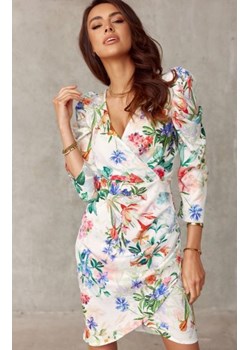 Roco 329 dopasowana mini sukienka w kwiaty F50 ze sklepu intimiti.pl w kategorii Sukienki - zdjęcie 187890863