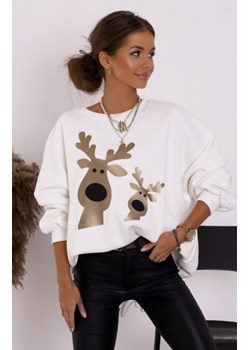 Bluza damska złote renifery ecru ze sklepu intimiti.pl w kategorii Bluzy damskie - zdjęcie 187890923