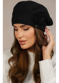 Wełniany beret damski Peonia czarny ze sklepu intimiti.pl w kategorii Berety damskie - zdjęcie 187890950