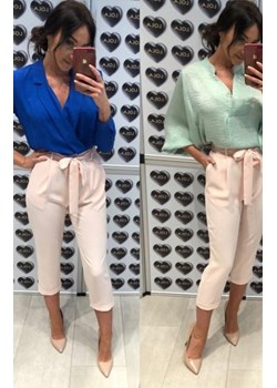 Eleganckie spodnie pudrowe 7/8 ze sklepu intimiti.pl w kategorii Spodnie damskie - zdjęcie 187891030